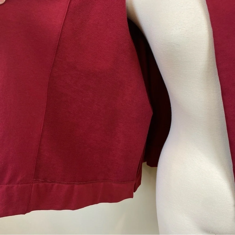 Neon Buddha Swing Jacket Deep Red Sz M Square Neck Oversized Cropped Wood Button - Picture 9 of 17